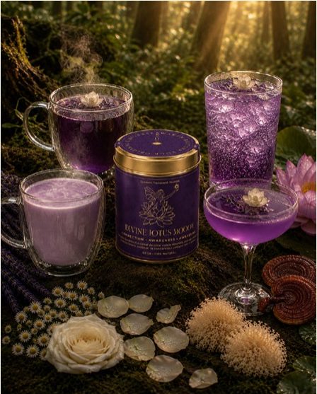 Bebida morada con flor de loto